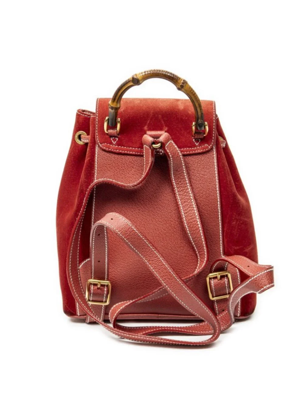 Gucci Mini Bamboo Backpack Red Suede Leather